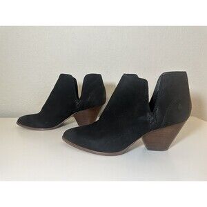 Frye Black Ankle Boots with Brown Heel
